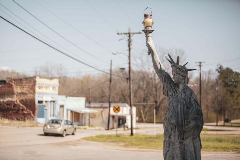 A replica of the Statue of Liberty in Mason.  (Andrea Morales for NBC News)