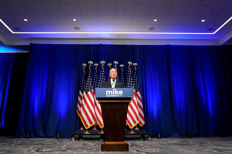 FILE PHOTO: Democratic U.S. presidential candidate Michael Bloomberg addresses a news conference after launching his presidential bid in Norfolk, Virginia