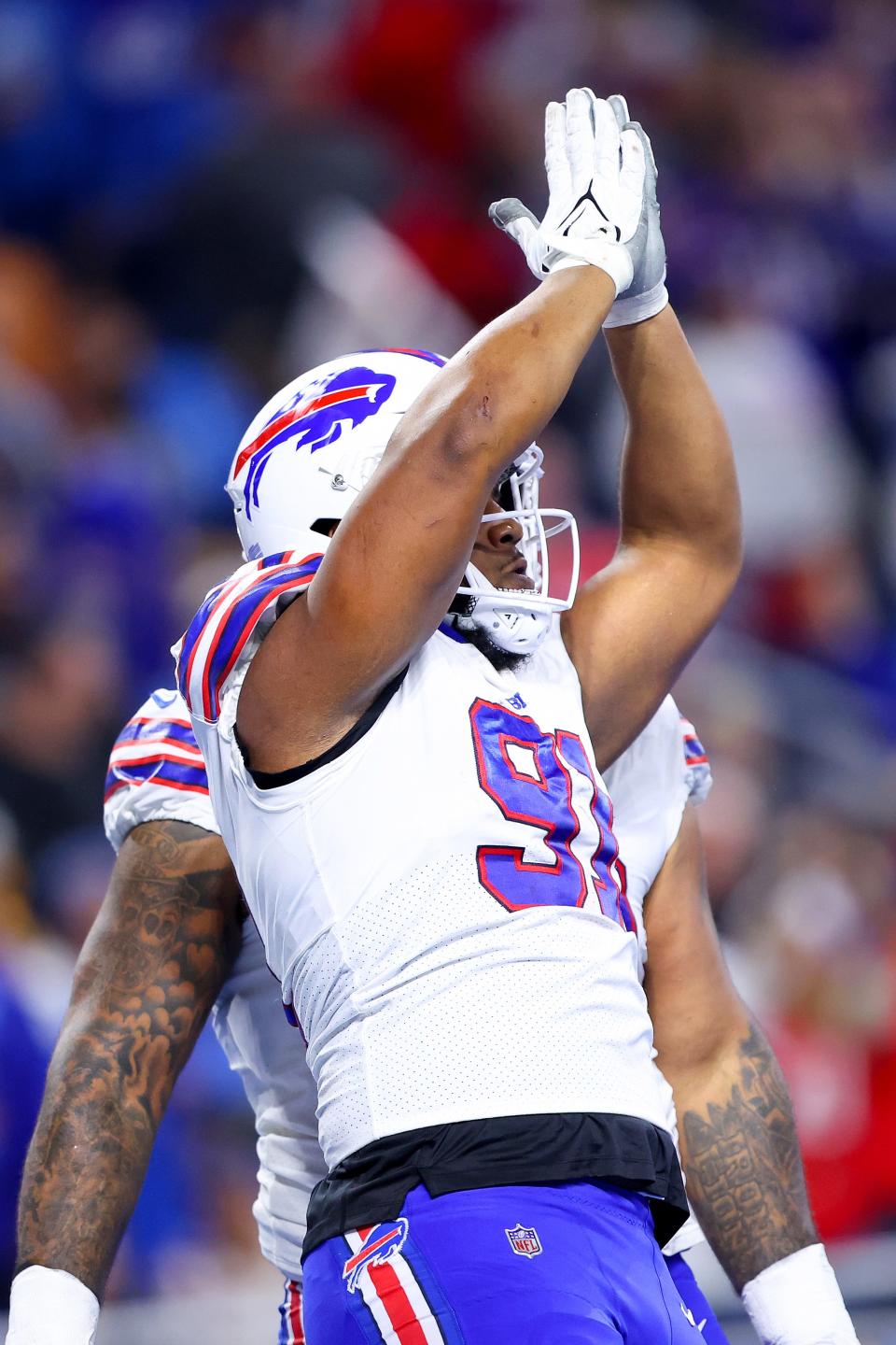 Ed Oliver celebrates the safety he was responsible for last week against the Lions.