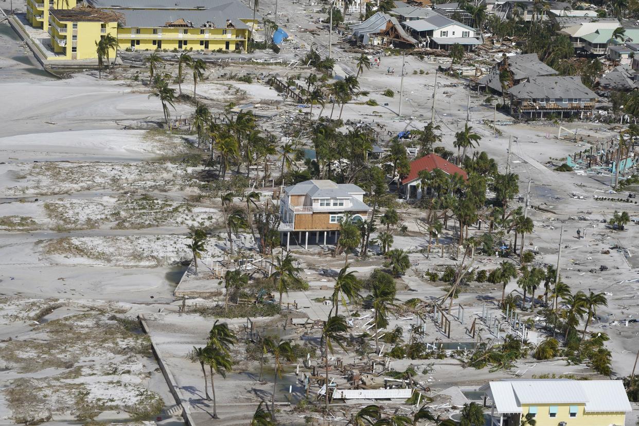 An area where homes once stood is seen in the aftermath of Hurricane Ian, Thursday, Sept. 29, 2022, in Fort Myers Beach, Fla.