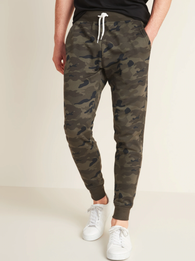 Vintage Camo Gender-Neutral Jogger Sweatpants. Image via Old Navy.