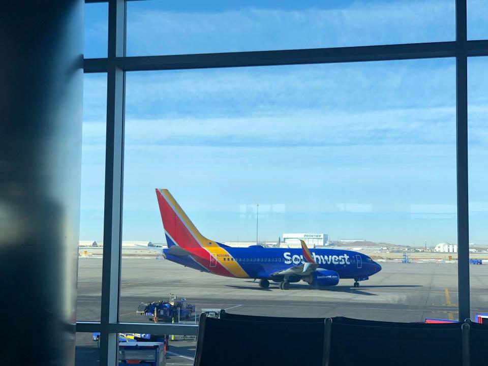A Southwest Airlines plane at Denver International Airport on Feb. 5, 2023.
