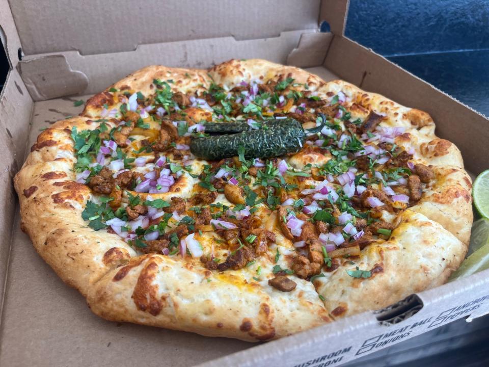 The al pastor pizza at Wilmington's Taco House and Pizza.