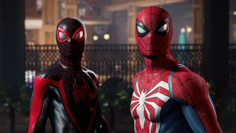 A screenshot of Marvel's Spider-Man 2, which stars Miles Morales and Peter Parker