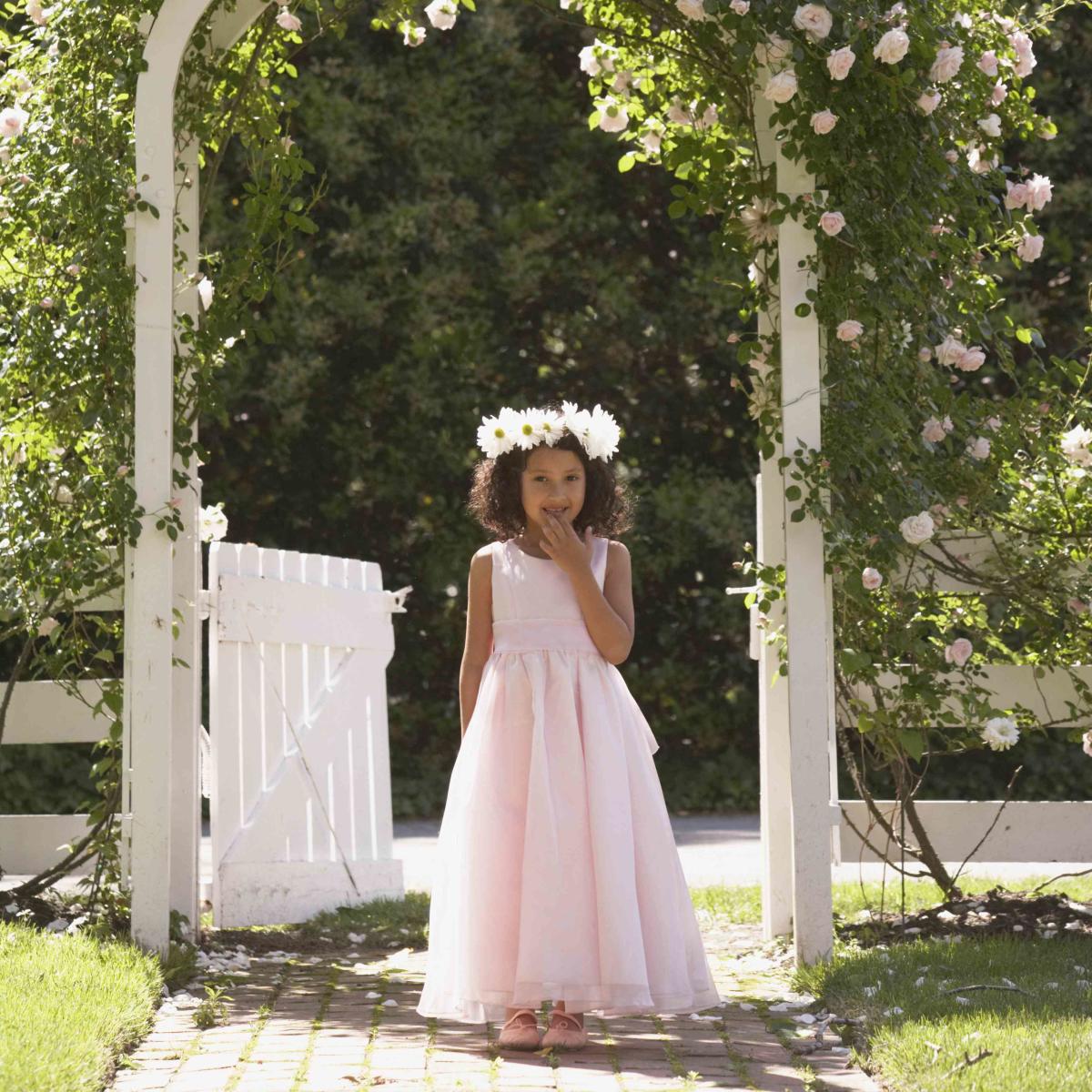 2 Bunnies Peony Lace Flower Girl Dress in Pink Sleeveless Knee-Length Tiered Tulle A-Line V-Back Scoop 6