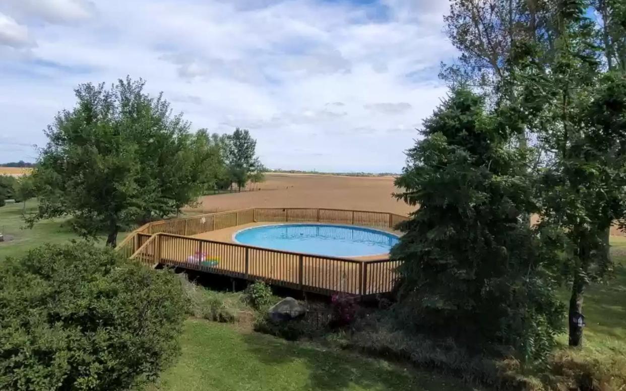 The pool at 4058 S. Spielman Road in Winnebago is a featured amenity on the 10-acre property.