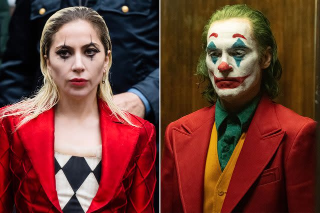 <p>Gotham/GC Images; DC Comics/Warner Bros./Shutterstock</p> Lady Gaga and Joaquin Phoenix in 'Joker'