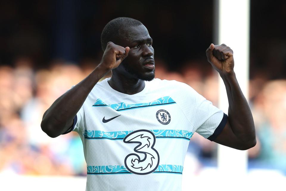 Kalidou Koulibaly of Chelsea gestures during the Premier League match between Everton FC and Chelsea FC at Goodison Park.