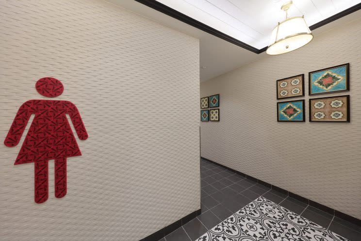 The toilets in the heritage zone is the only one out of 30 pairs of toilets in the terminal designed with a British-colonial theme. (Photo: Changi Airport Group)