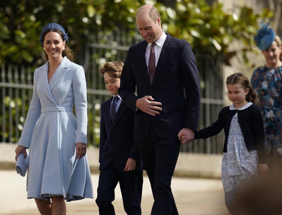 The Duke of Cambridge held his daughter&#x002019;s hand as they headed into the chapel on Sunday morning (Andrew Matthews/PA) (PA Wire)