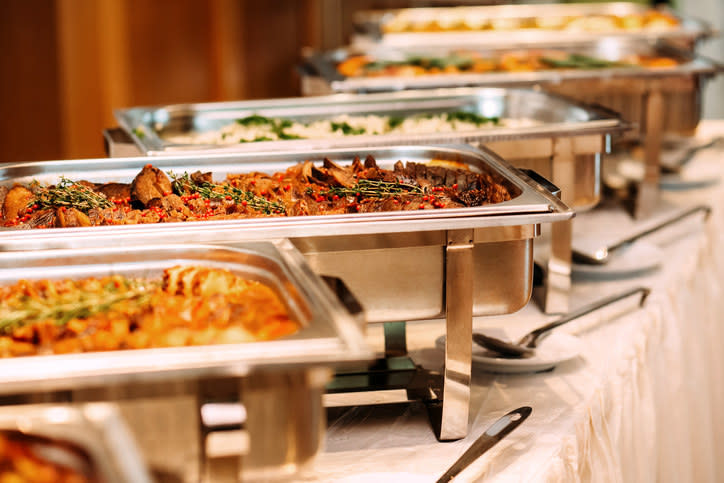 Buffet-style food trays