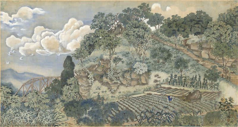  ▲郭雪湖1928年畫作「圓山附近 色稿」。（圖／尊彩藝術中心提供） 