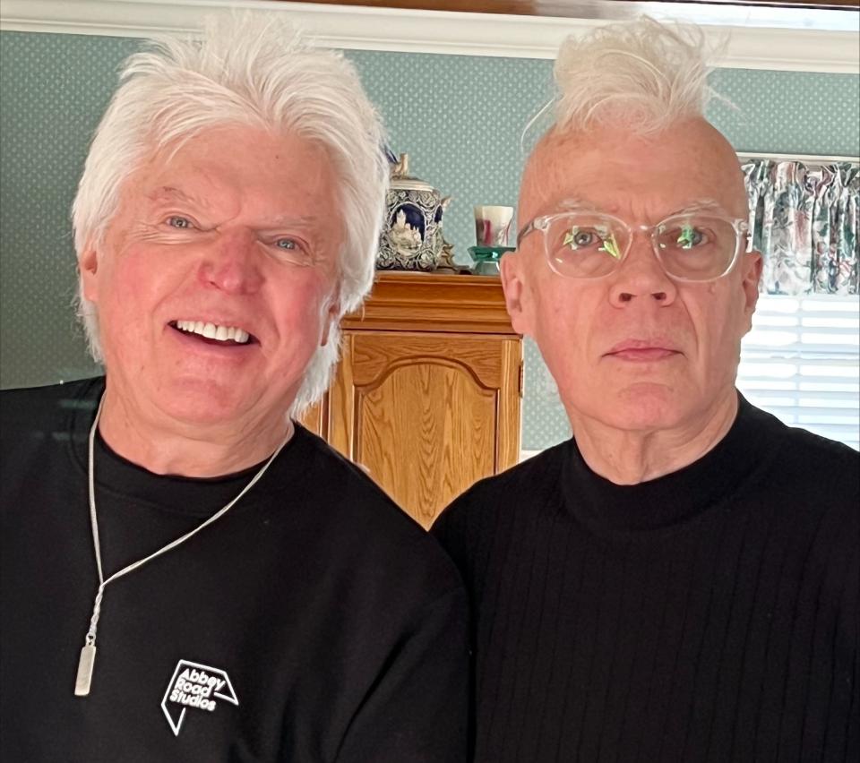 Cliff Goodwin, left, and Mike Lynch are members of the Silverbacks. The band is ending its annual holiday show at Greendale's Pub in Worcester.