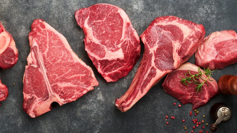 raw steaks