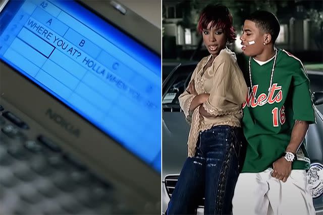 <p>Nelly/YouTube (2)</p> Kelly Rowland addressed texting Nelly on Excel in the 'Dilemma' music video