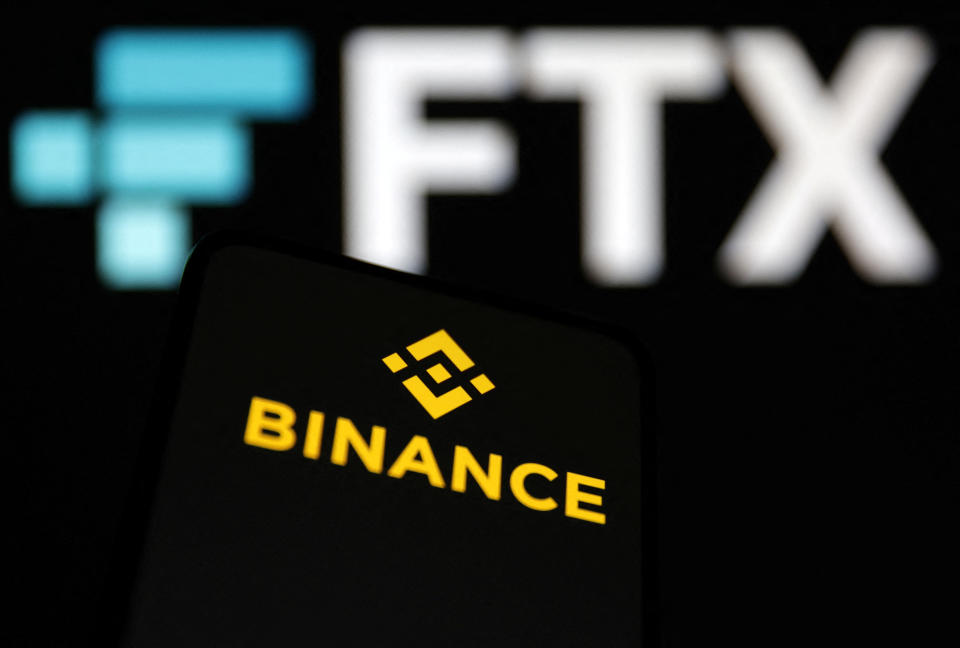  Crypto companies Binance and FTX logos.