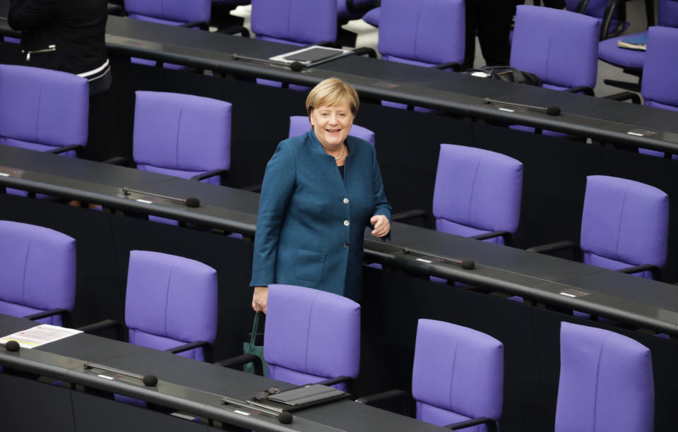 Angela Merkel scheint mit dem Druck der letzten Wochen erstaunlich locker umzugehen. (Bild: dpa)