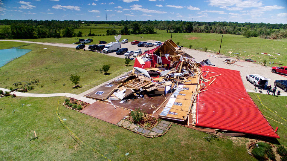 Event hall flattened by tornado