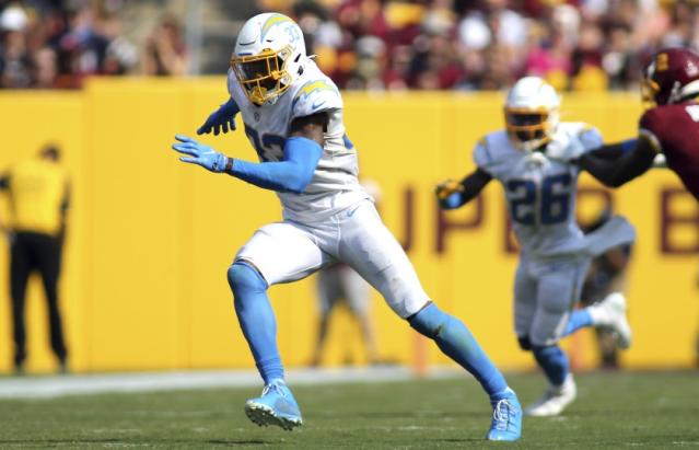 Los Angeles Chargers free safety Derwin James (33) runs during an