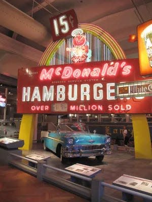 A McDonald's golden arches sign is on display at the Henry Ford Museum of American Innovation in Dearborn.