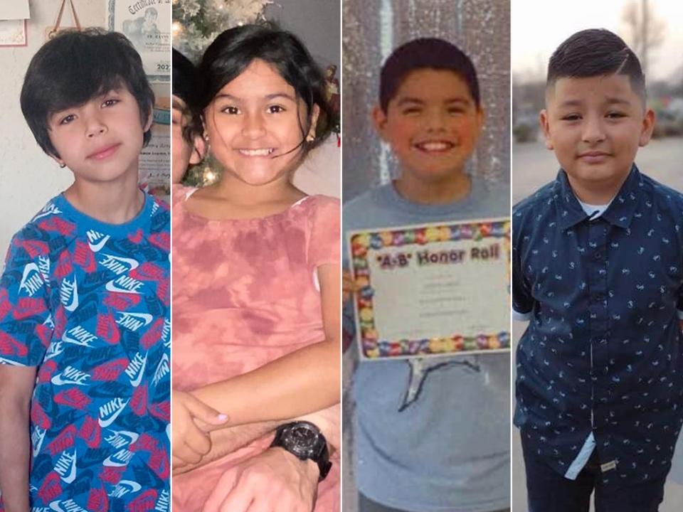 Texas primary school shooting victims: Uziyah Garcia, Amerie Jo Garza, Jose Flores Jr and Xavier Javier Lopez. (Manny Renfro/AP/Facebook/Family handout)