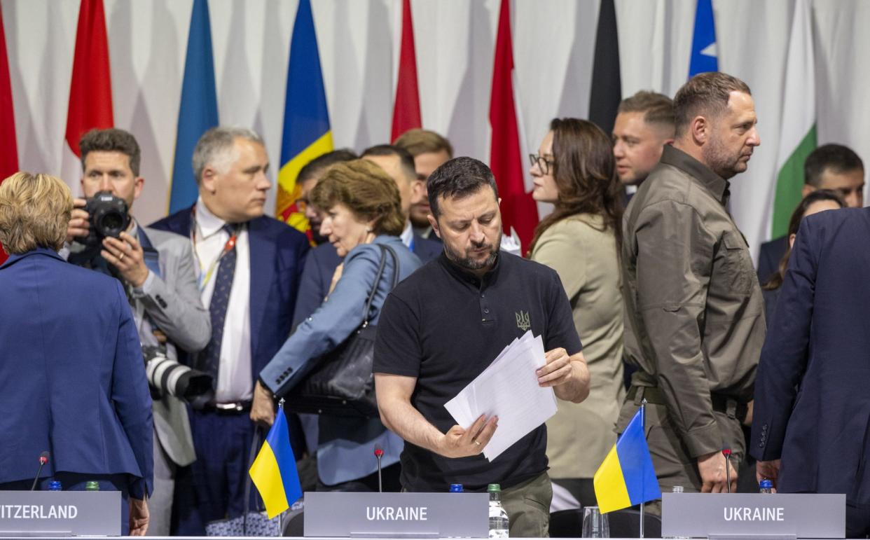 Quiet moment for President Zelensky at the peace summit