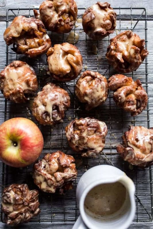 <p>Half Baked Harvest</p><p>These maple-glazed apple fritters are basically donuts stuffed with apples and drizzled with a maple glaze. </p><p><strong>Get the recipe: <em><a href="https://www.halfbakedharvest.com/maple-glazed-apple-fritters/" rel="nofollow noopener" target="_blank" data-ylk="slk:Maple Glazed Apple Fritters;elm:context_link;itc:0;sec:content-canvas" class="link ">Maple Glazed Apple Fritters</a></em></strong></p>
