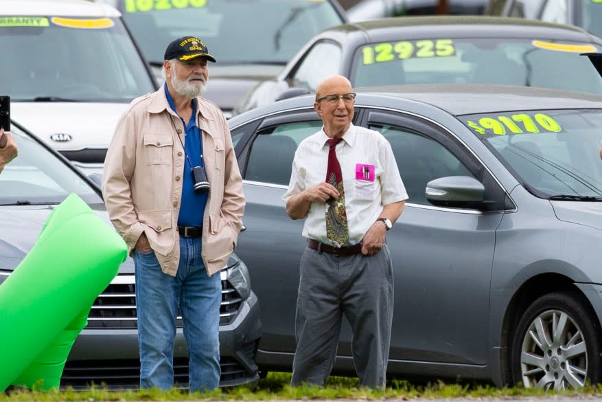 Rob Reiner and Paul Shaffer on set for the upcoming sequel.