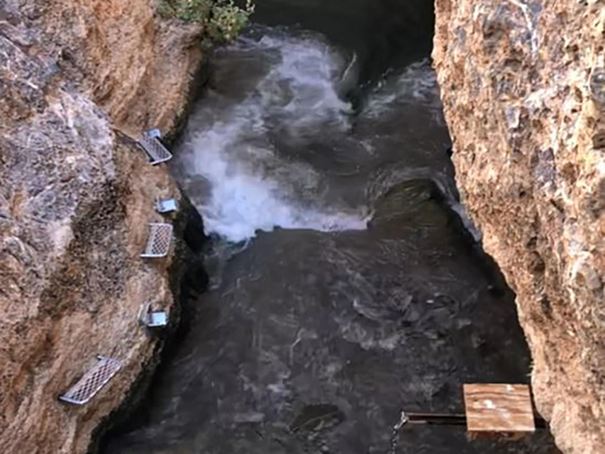 This image provided by the National Park Service shows waves crashing inside Devils Hole, a Death Valley cave located in western Nevada, minutes after a 7.6-magnitude earthquake shook central Mexico. / Credit: Kayla McCraren