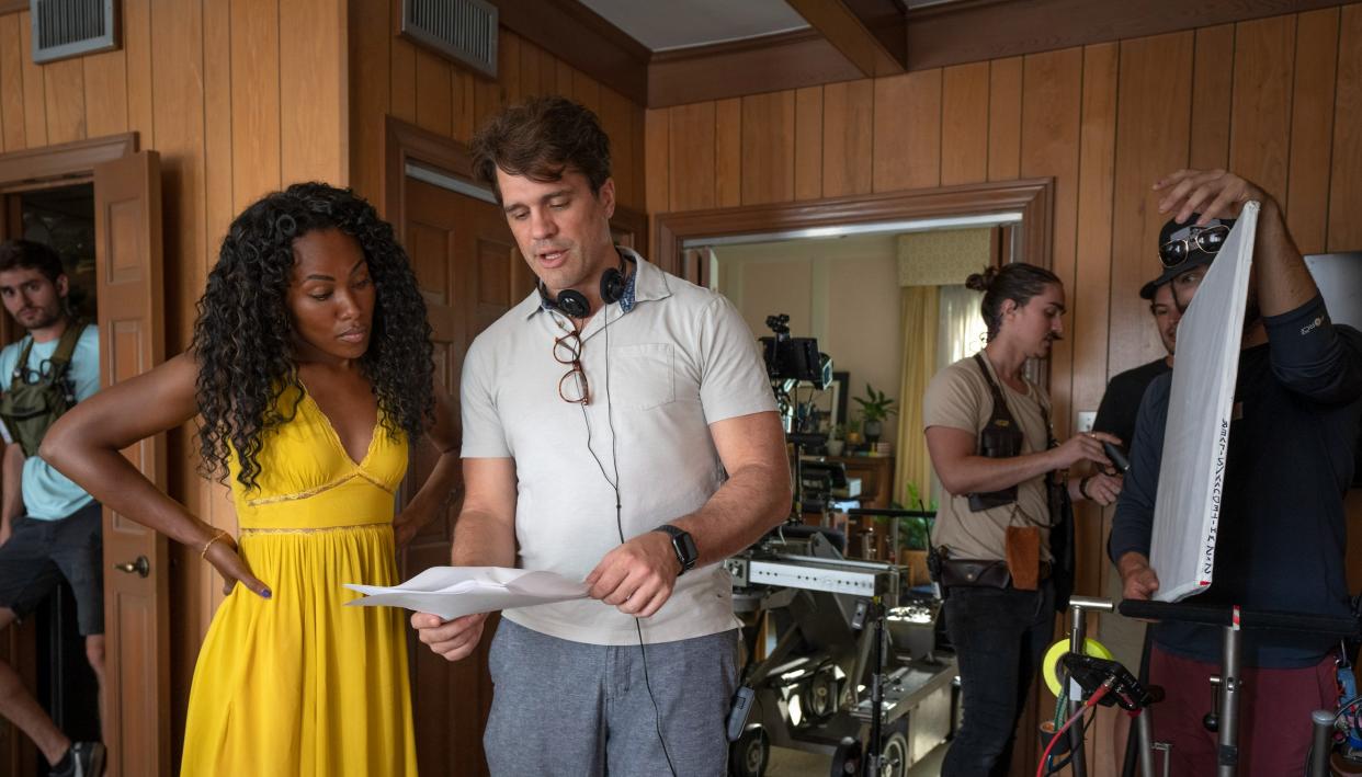 DeWanda Wise as Jessica and Director Jeff Wadlow in Imaginary (Parrish Lewis for Lionsgate)