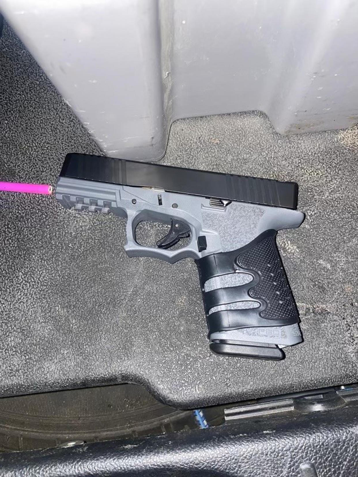 A firearm recovered during the arrest of the suspect in a series of killings in Stockton, Calif. (Stockton Police Department via Facebook)