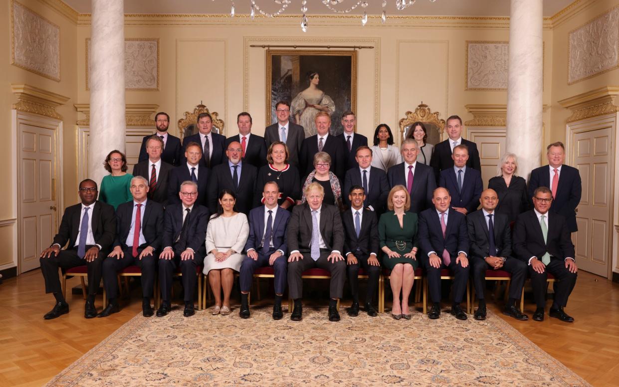 Liz Truss (bottom row, fourth from right) and the rest of Boris Johnson's new Cabinet - Andrew Parsons/No 10 Downing Street