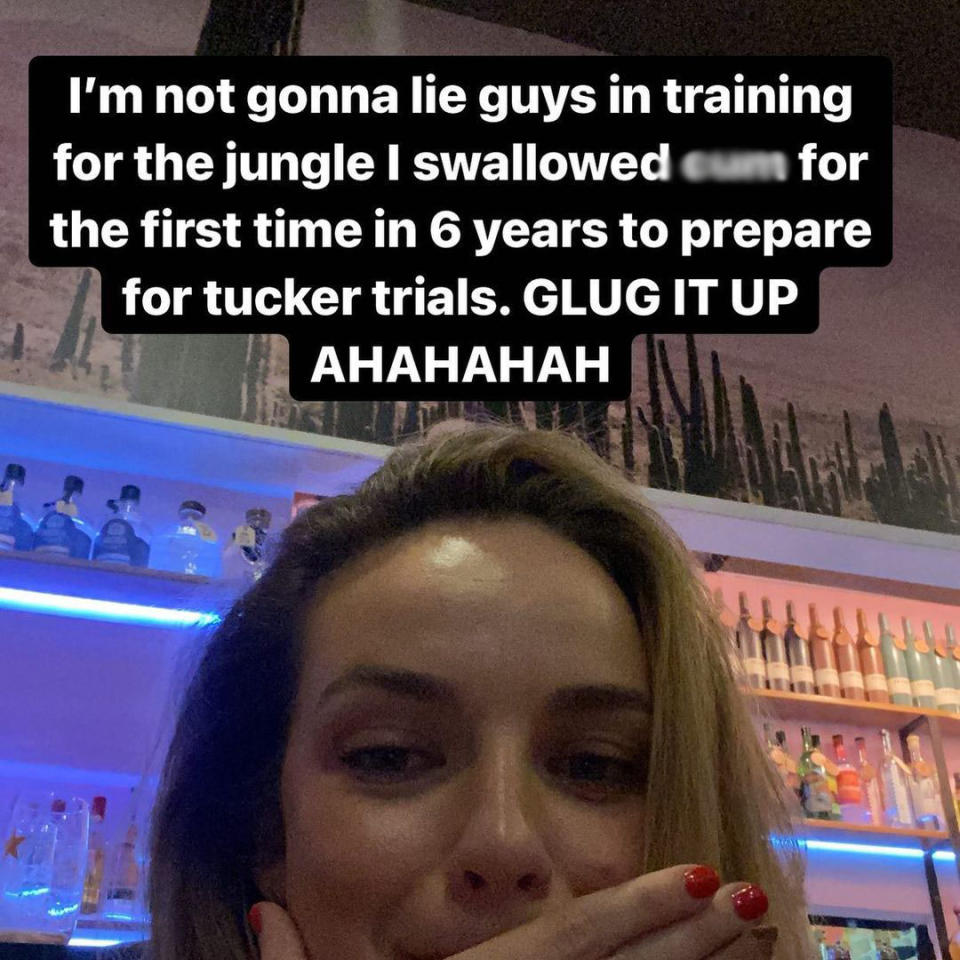 Abbie Chatfield has revealed the rather X-rated 'training' she underwent before appearing on I'm A Celebrity this year. Photo: Instagram/abbiechatfield.