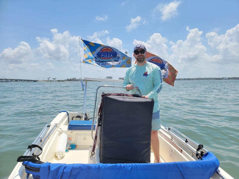 Sean Ferraro is known as the pizza skiff guy in Tampa Bay, Florida.