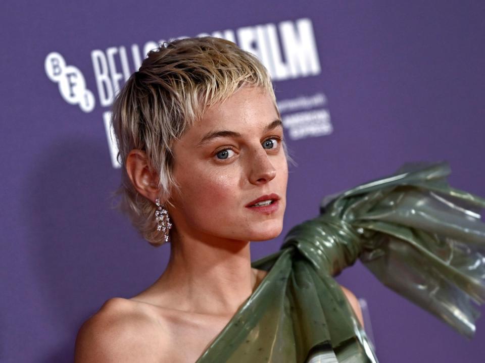 Emma Corrin photographed at the premiere of ‘My Policeman’ in October 2022 (Gareth Cattermole/Getty Images f)