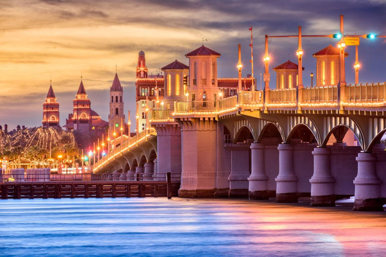 Bridge of Lions, St. Augustine, Florida during sunset