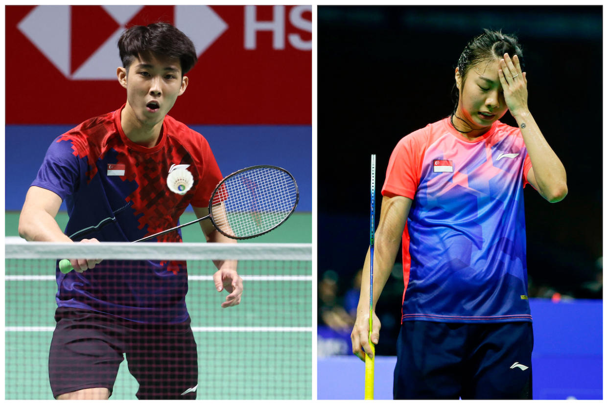 Singapore shuttlers Loh Kean Yew (left) and Yeo Jia Min. (PHOTOS: Getty Images)