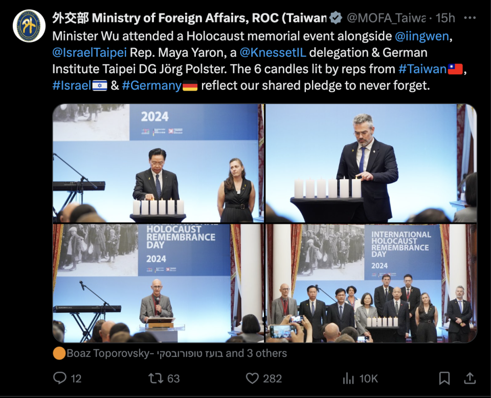 外交部長吳釗燮於2018年4月創設推特twitter（現為X平台）帳號，至今已發近900推文，借助網路社交平台擴展國際空間。截自外交部X平台帳號。