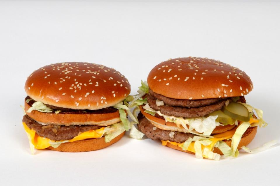 The Double Big Mac (right) next to the regular Big Mac. Brian Zak/NY Post