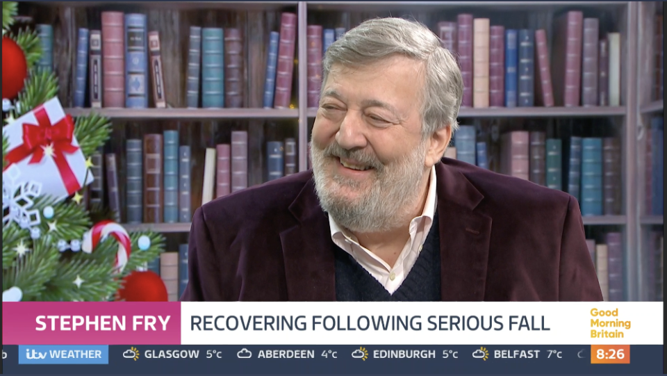 Stephen Fry appeared on Good Morning Britain in December 2023. (ITV)