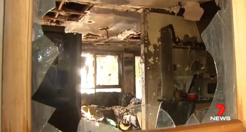 The family was lucky to escape the fire that gutted their Clayton South unit. Source: 7 News