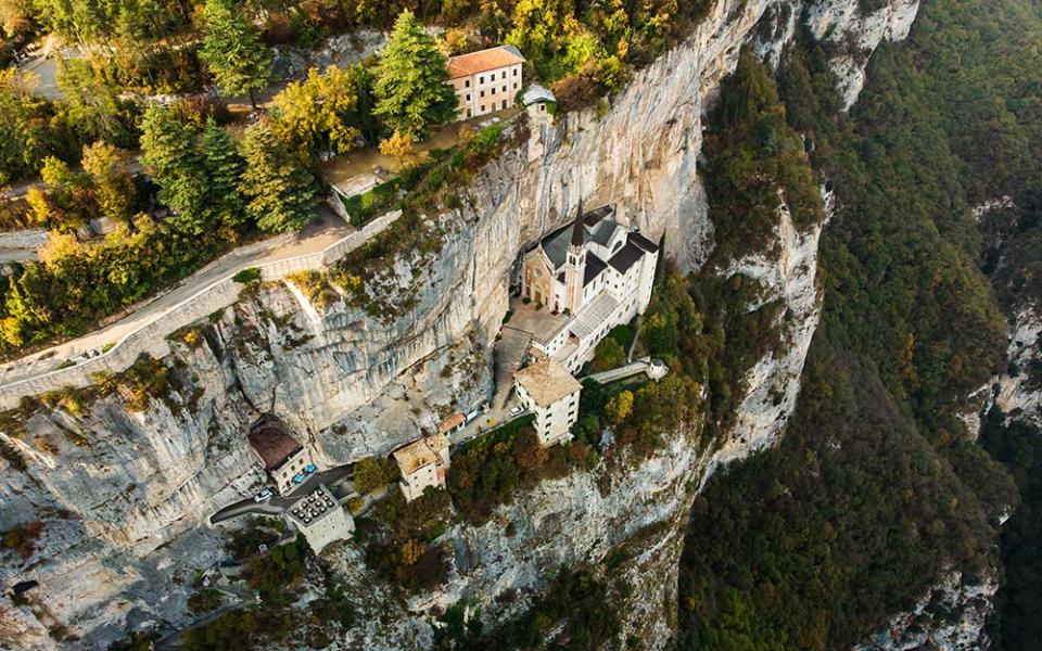 Appearing to float mid-air the Santuario Basilica Madonna della Corona is a magnificent attraction, Lake Garda