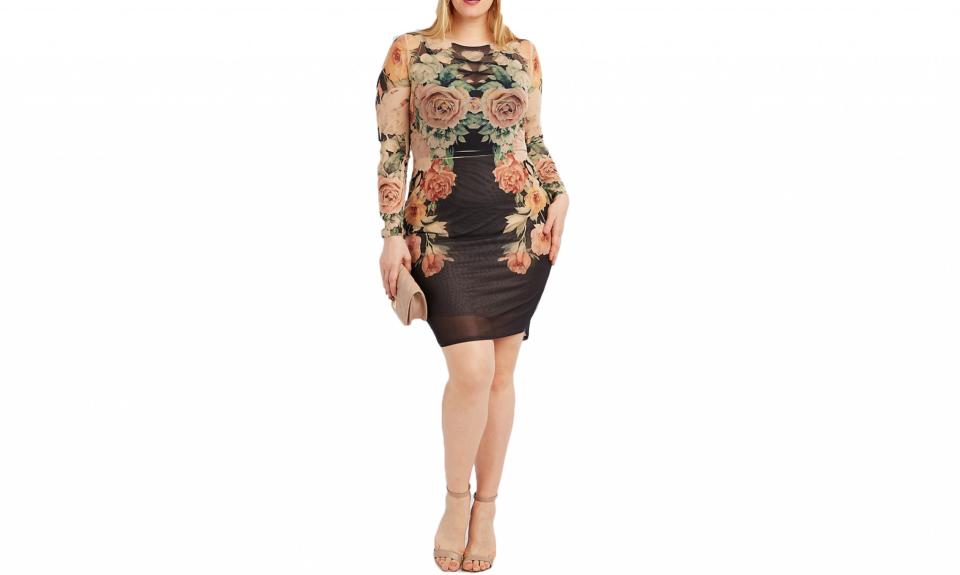 Floral Mesh Bodycon Dress