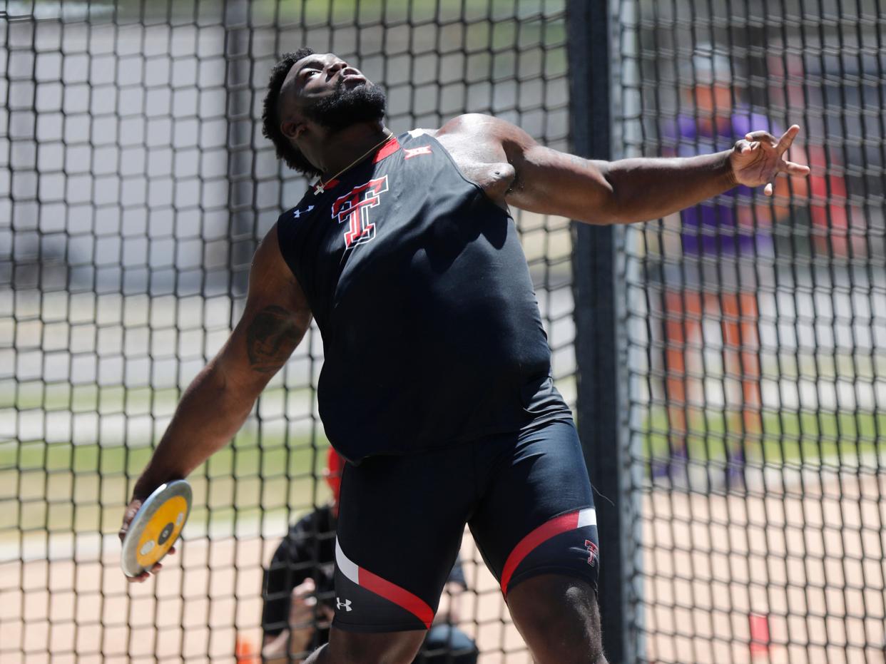 Texas Tech's Gabriel Oladipo won the men's discus on Friday's first day of the Corky/Crofoot Shootout, throwing 188 feet, 6 inches. The bulk of the meet is Saturday at the Fuller Track Complex.