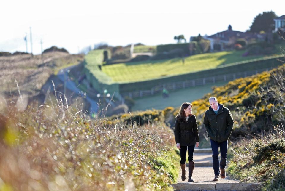 <p>This gorgeous shot of Will and Kate enjoying a walk on a scenic cliff, taken during <a href="https://www.townandcountrymag.com/society/tradition/g31117301/prince-william-kate-middleton-ireland-visit-2020-photos/" rel="nofollow noopener" target="_blank" data-ylk="slk:their royal tour of Ireland;elm:context_link;itc:0;sec:content-canvas" class="link ">their royal tour of Ireland</a>, captures a rare moment of calm for the Cambridges.</p>