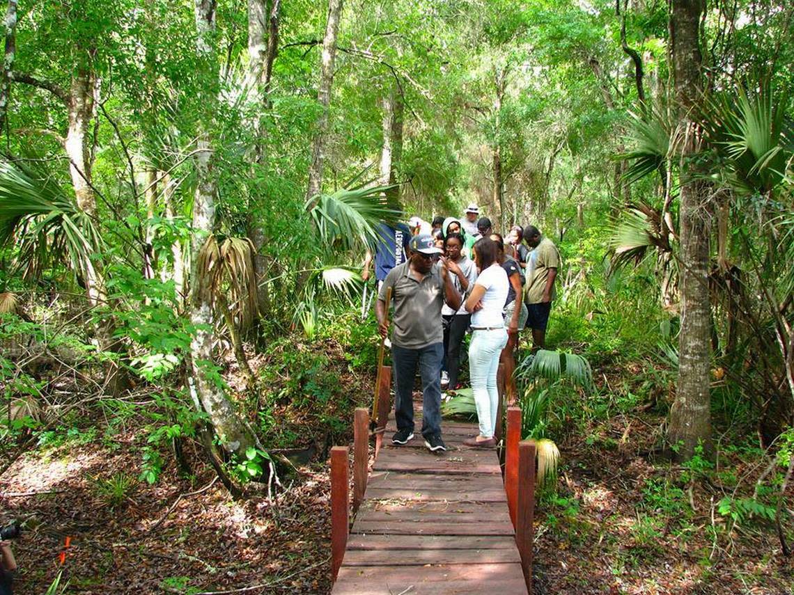 In the past, Dr. Marvin Dunn has guided Students from the Gainesville area on a tour through the 5-acre Rosewood property he owns in Rosewood. The old Seaboard Airline Railway used to run through there.