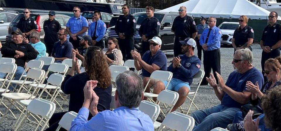 Mattapoisett Fire first responders are applauded.