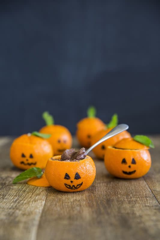 <p>Food Matters</p><p>Everyone loves the creaminess of chocolate mousse! The kids will love scooping this out of jack-o'-lanterns and won't even realize how healthy this is!</p><p><strong>Get the recipe: <a href="https://www.foodmatters.com/recipe/chocolate-mousse-jackolanterns" rel="nofollow noopener" target="_blank" data-ylk="slk:Chocolate Mousse Jack-O'-Lanterns;elm:context_link;itc:0;sec:content-canvas" class="link ">Chocolate Mousse Jack-O'-Lanterns</a></strong></p>