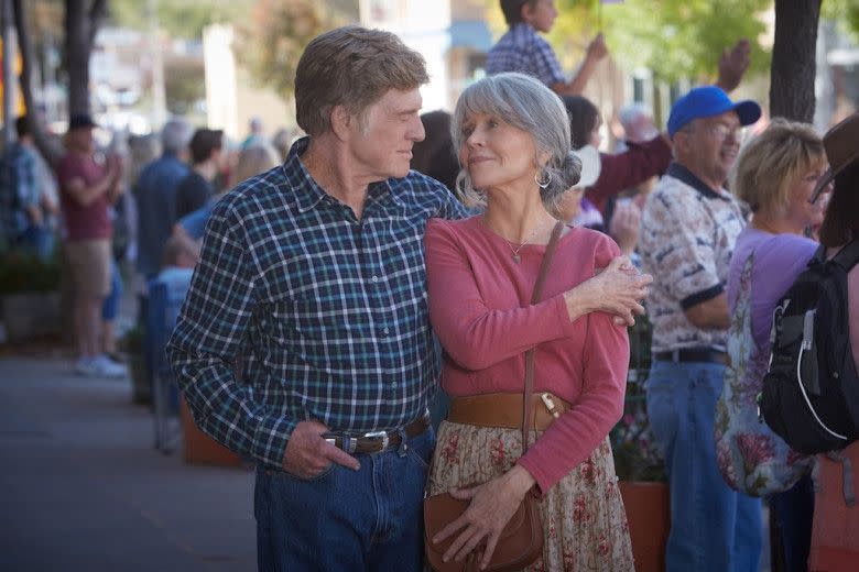 robert redford and jane fonda walk with their arms around each other in a scene from our souls at night, a good housekeeping pick for best sad movies on netflix