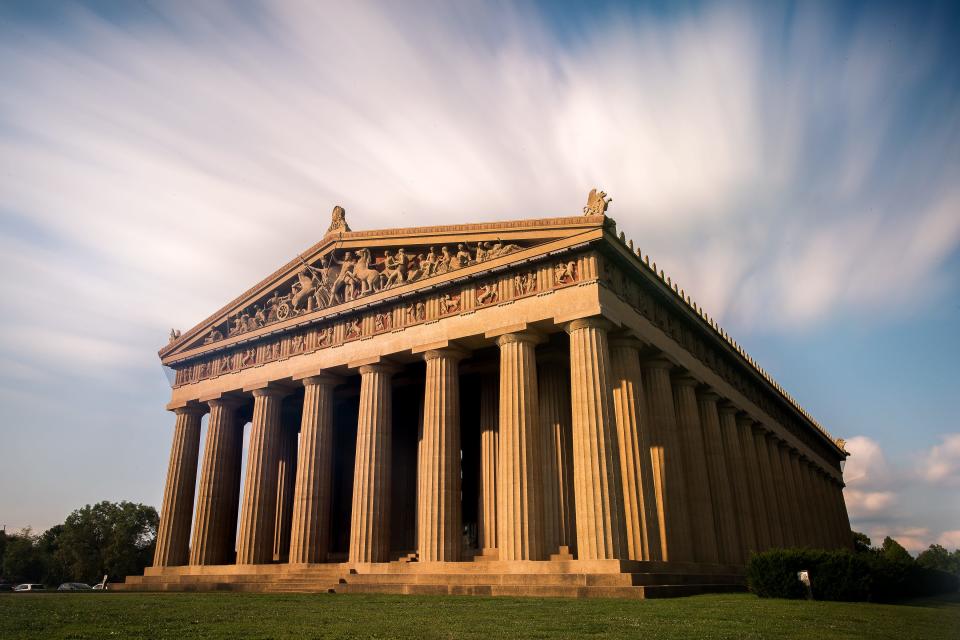 The Parthenon stands out in Nashville's Centennial Park.